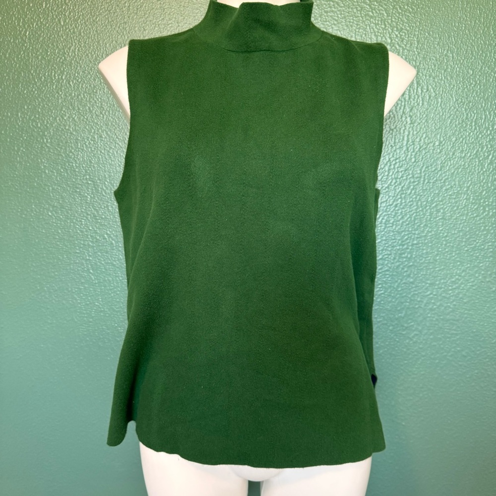 Moth Anthropologie XL Emerald Kelly Green Sleeveless Turtleneck Tank Top Shirt